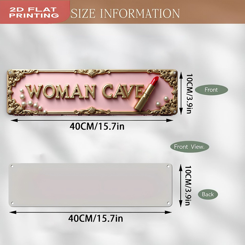TEMU 2d Flat, Retro 'female Cave' Aluminum Wall Hanging - Rustic Metal Decorative Sign With An Exquisite Frame, Durable And , Perfect For The Office,