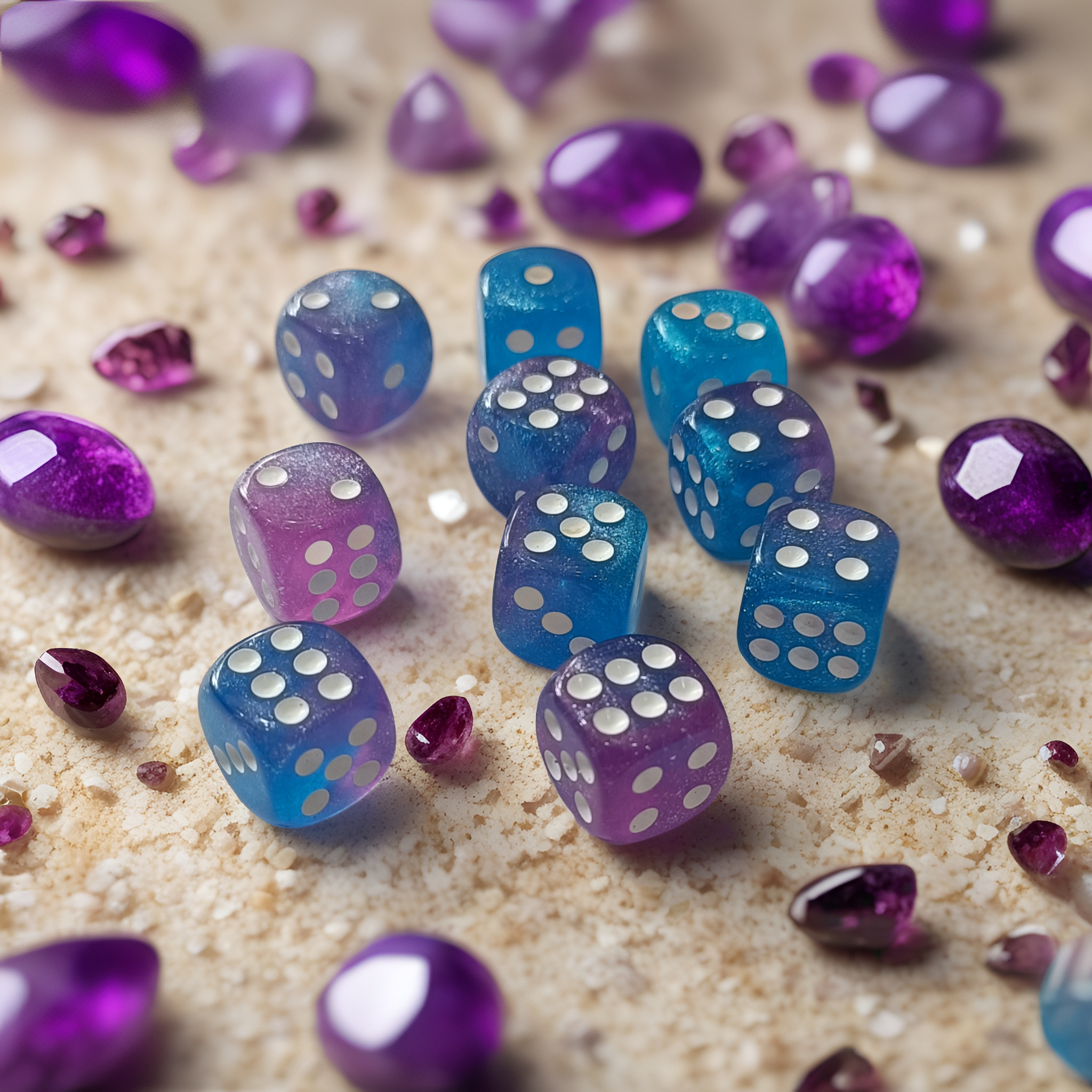 8pcs High-Brightness Iridescent Two-Tone Dice