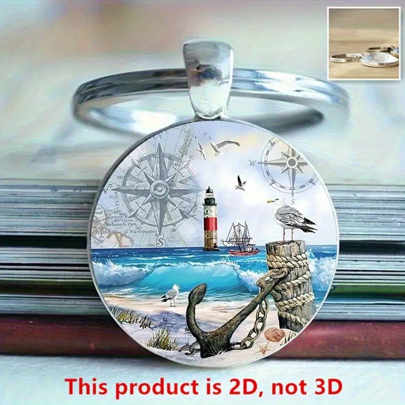 Lighthouse Anchor 2d Flat Pattern Keychain, Bag Additions, Car Pendants, Home Decoration, Anniversary Gifts, Holiday Gifts, Gifts For On Halloween, Christmas, Thanksgiving
