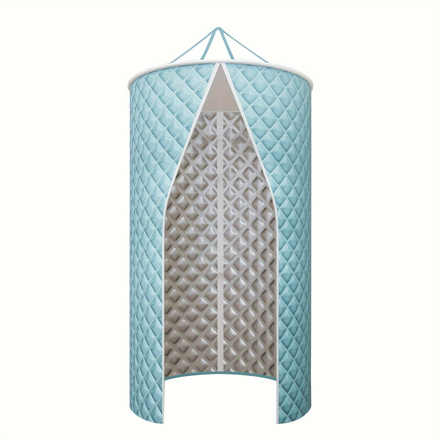 Image of Waterproof Thickened Bathroom Round Bath Cover Home Insulation Portable Bath Tent With Double Zipper Entrance, Top And Sticky Hooks, No Electricity Needed