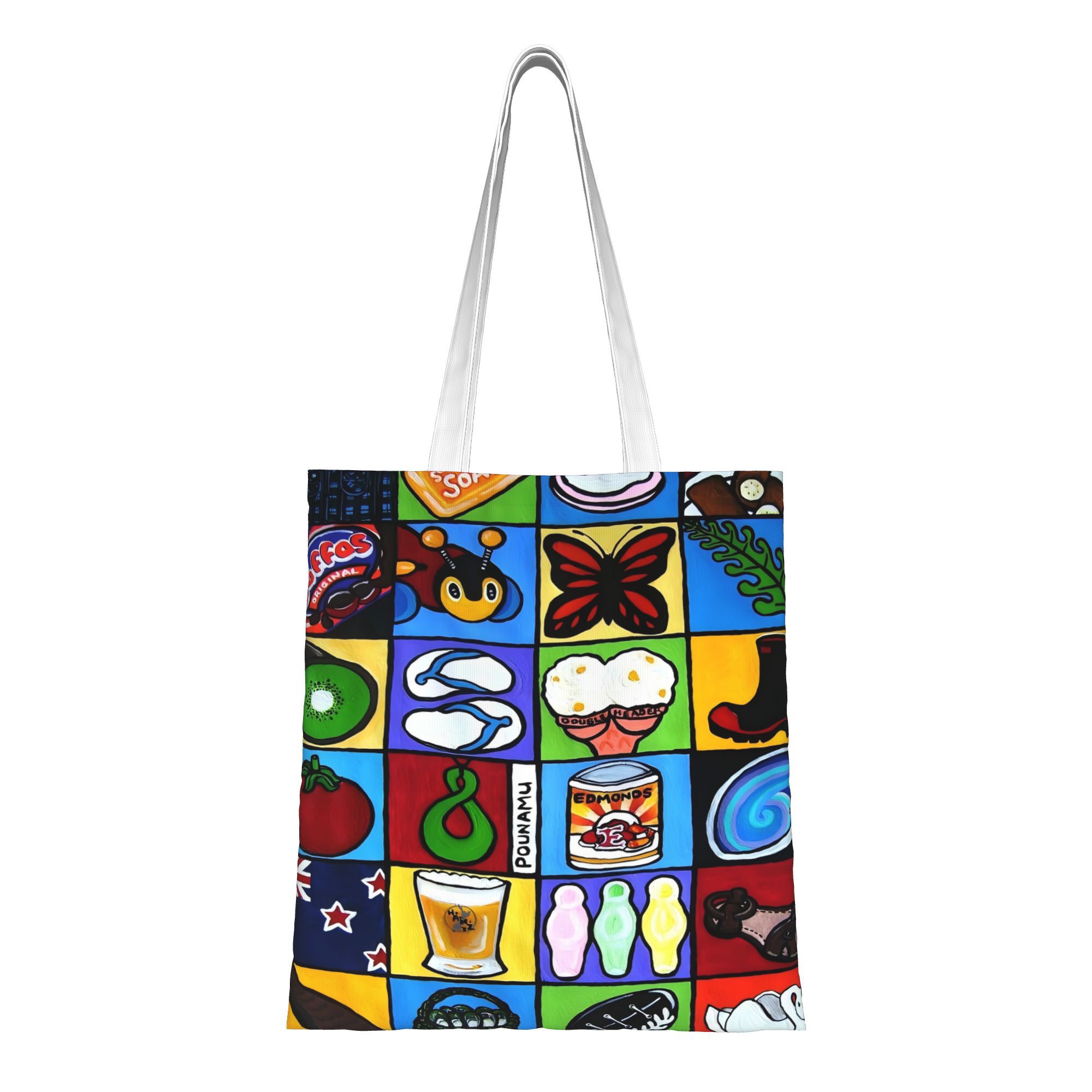 TEMU Kiwiana Multifunctional Reusable Canvas Tote Bag, Suitable For Supermarket, School, And Travel - Handheld Shoulder Bag, Portable Grocery Bag,