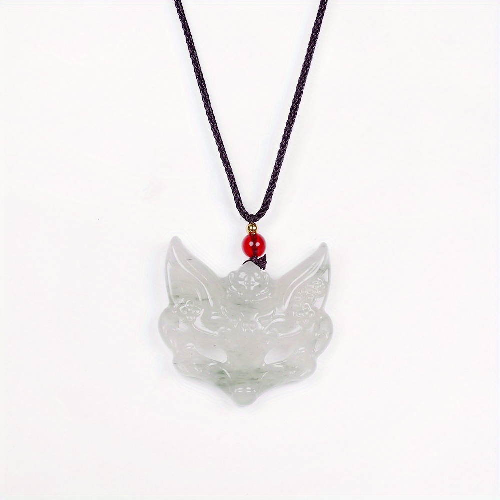 Natural Stone Fox Mask Pendant Necklace, Exquisite Gift