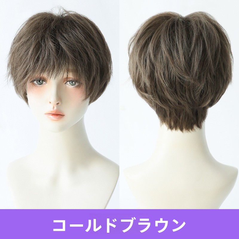TEMU 【男女兼用】ショートヘアウィッグ。メンズにもレディースにも合う、ラルでなショートヘア。ウィッグキャップ付き、軽量で通気性が良く息苦みがなく、ふわふわのフルヘアウィッグ。