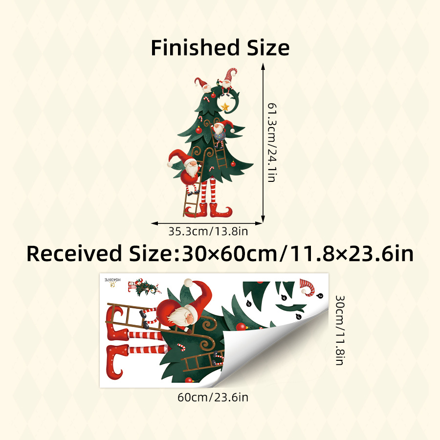 Image of 1pc Funny Santa & Xmas Tree Wall Stickers - Christmas Decorations 2026 Removable Self-adhesive Home Decals For Wall, Party, Holiday Decals