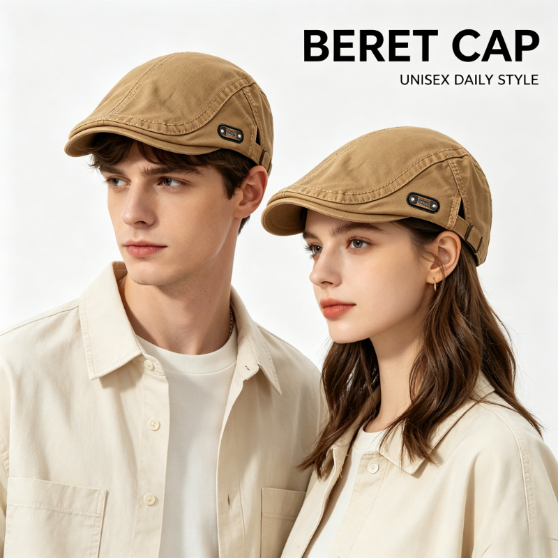 Unisex Solid Color Retro British Style Painter Hat