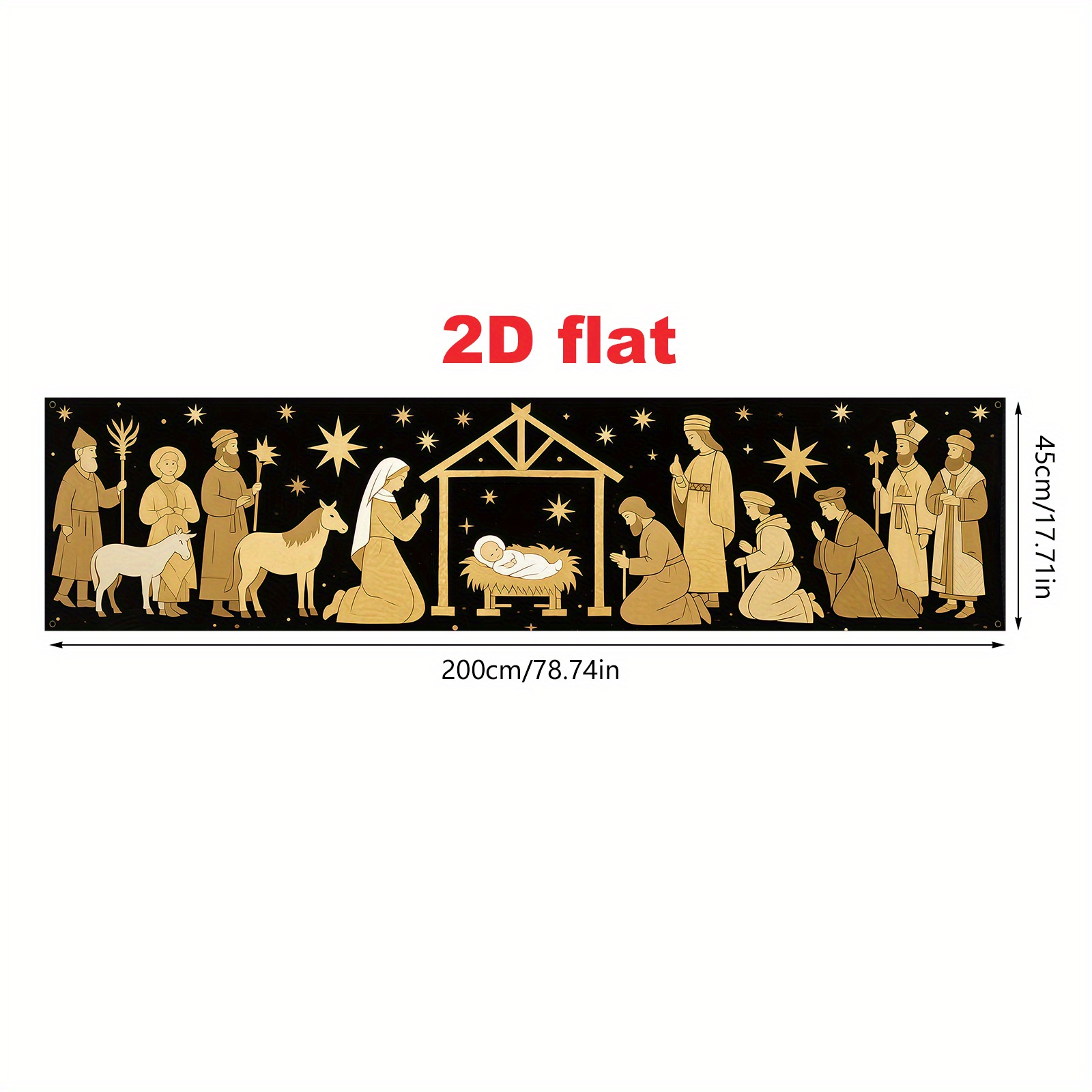 TEMU 2d Flat, 2d Flat - 2d Flat, 2d Flat - 2d Flat Banner [party Banner, Pull Flag/party Banners] 2d Flat Christmas , 1pc Hego Christmas Scene