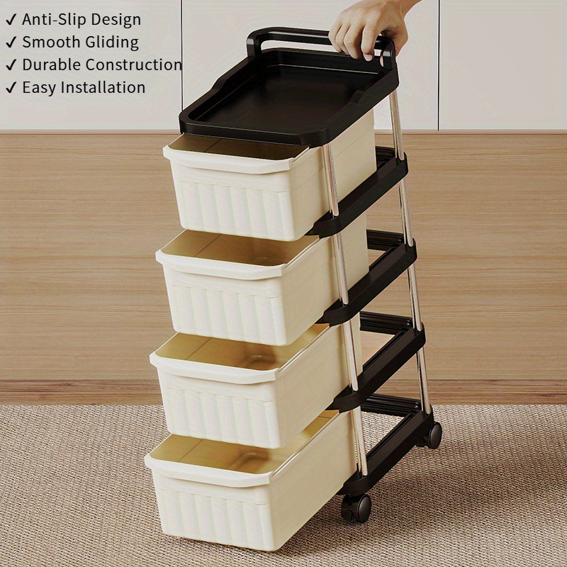 rolling storage cart with drawers   mobile organizer with 360 wheels for kitchen bathroom bedroom narrow space saving utility cart for snacks makeup household supplies Product details 6