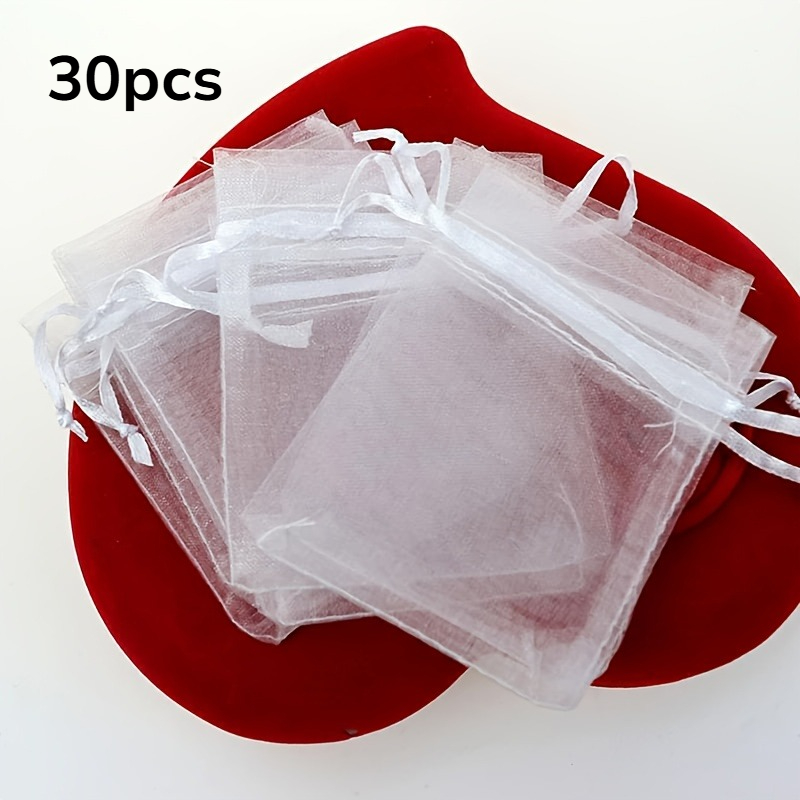 Gift For Her/him 30pcs White Organza Gift Bags With Drawstring Closure - Elegant Nylon Mesh Bags, Reusable, For Birthday Parties, Bridal Showers - Durable And Lightweight, And Party Favor Bags