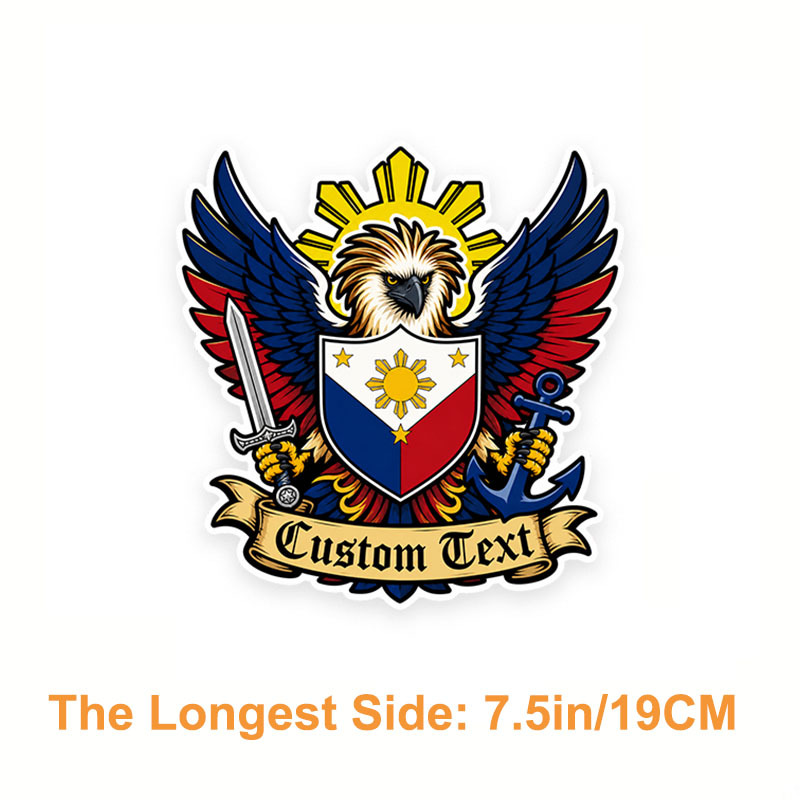 TEMU 7.5inch Personalized Philippine Eagle Car Sticker, For Motorcycles Mugs Cars Trucks Windows Laptops Water Bottles Tumblers, Waterproof Vinyl