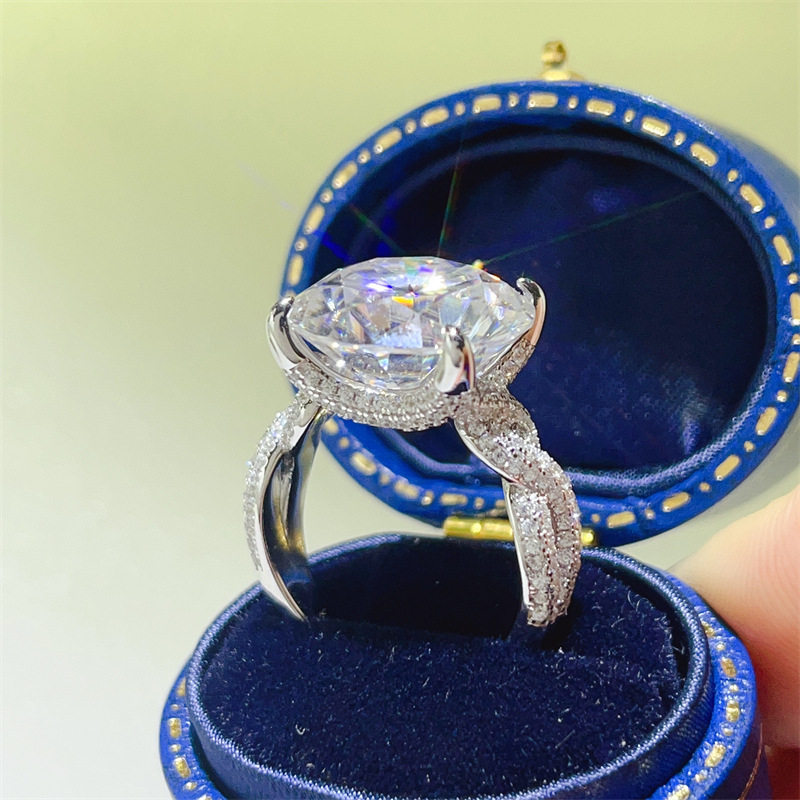 Women's 10 Carat Moissanite Ring, Large Engagement Band