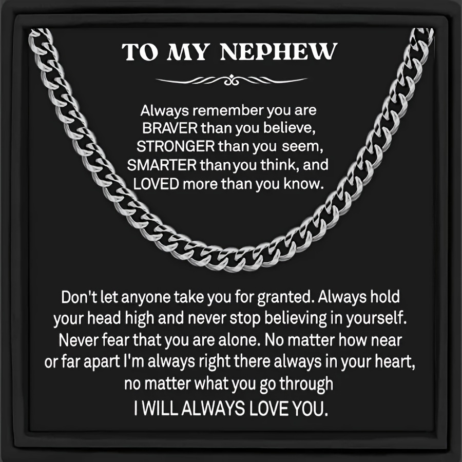 TEMU A Cuban Link Necklace For My Nephew, A Necklace For Nephew, Nephew's Birthday Gift, Little Nephew's Graduation Gift, Gift For Aunt Or Uncle