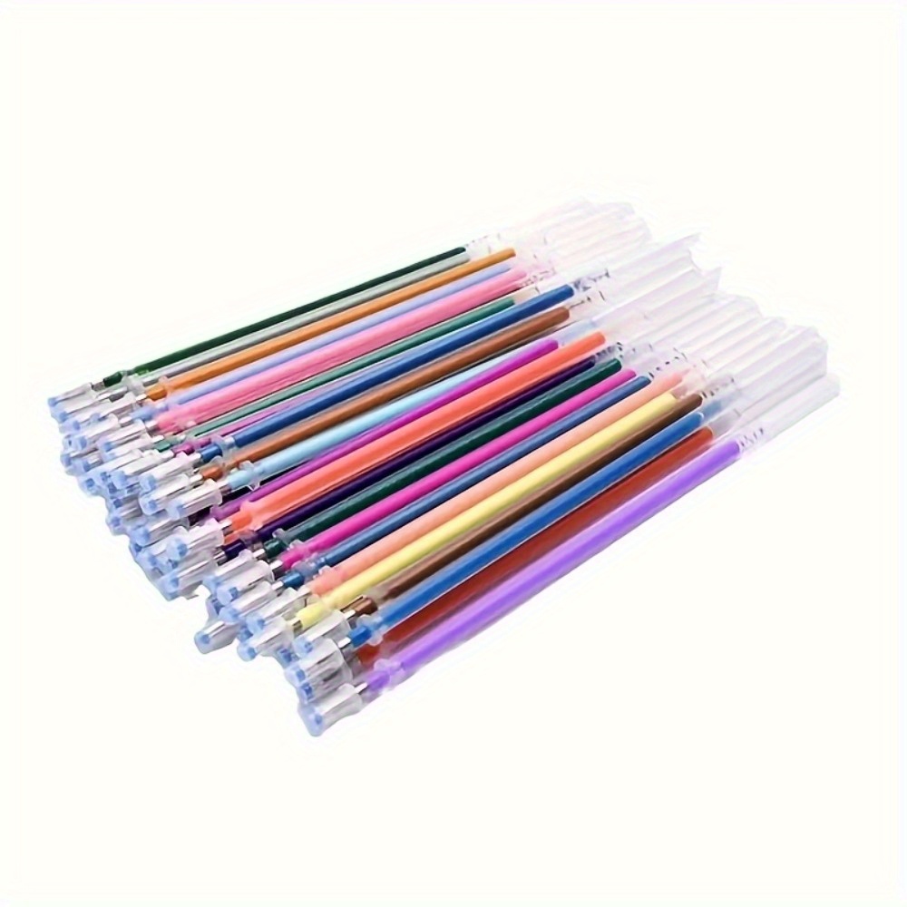 TEMU 24-color Glitter Gel Pen Refill - Colorful Ink Cartridge, Suitable For Art, Handicrafts And Writing | Neutral Ink Pen Set, Durable Plastic