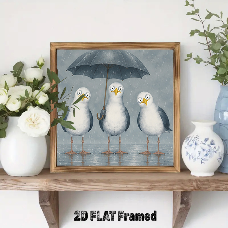 TEMU 2d Flat, 1pc Thick Wooden Frame Ornament - Country Farmhouse Tabletop Or Wall Decor, Suitable For Home, Cafe, Office, Garden, Neutral Tone