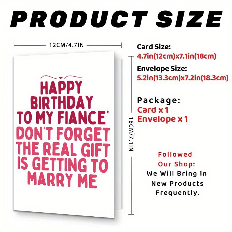 Humorous Fiance Birthday Card For Him - Romantic Gift With Envelope, Her