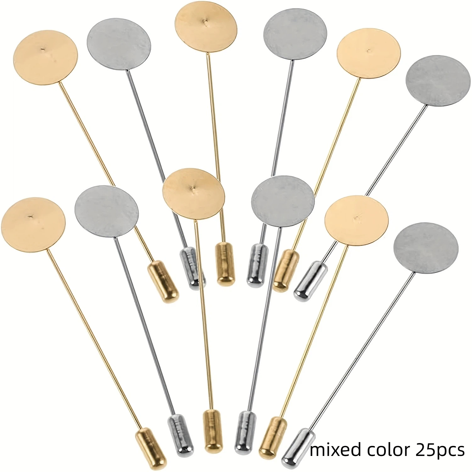 TEMU 2D , 25 piezas de broche con pin , alfiler de solapa, alfiler para sombrero, alfiler para bufanda, aguja de broche plateada, adecuado para