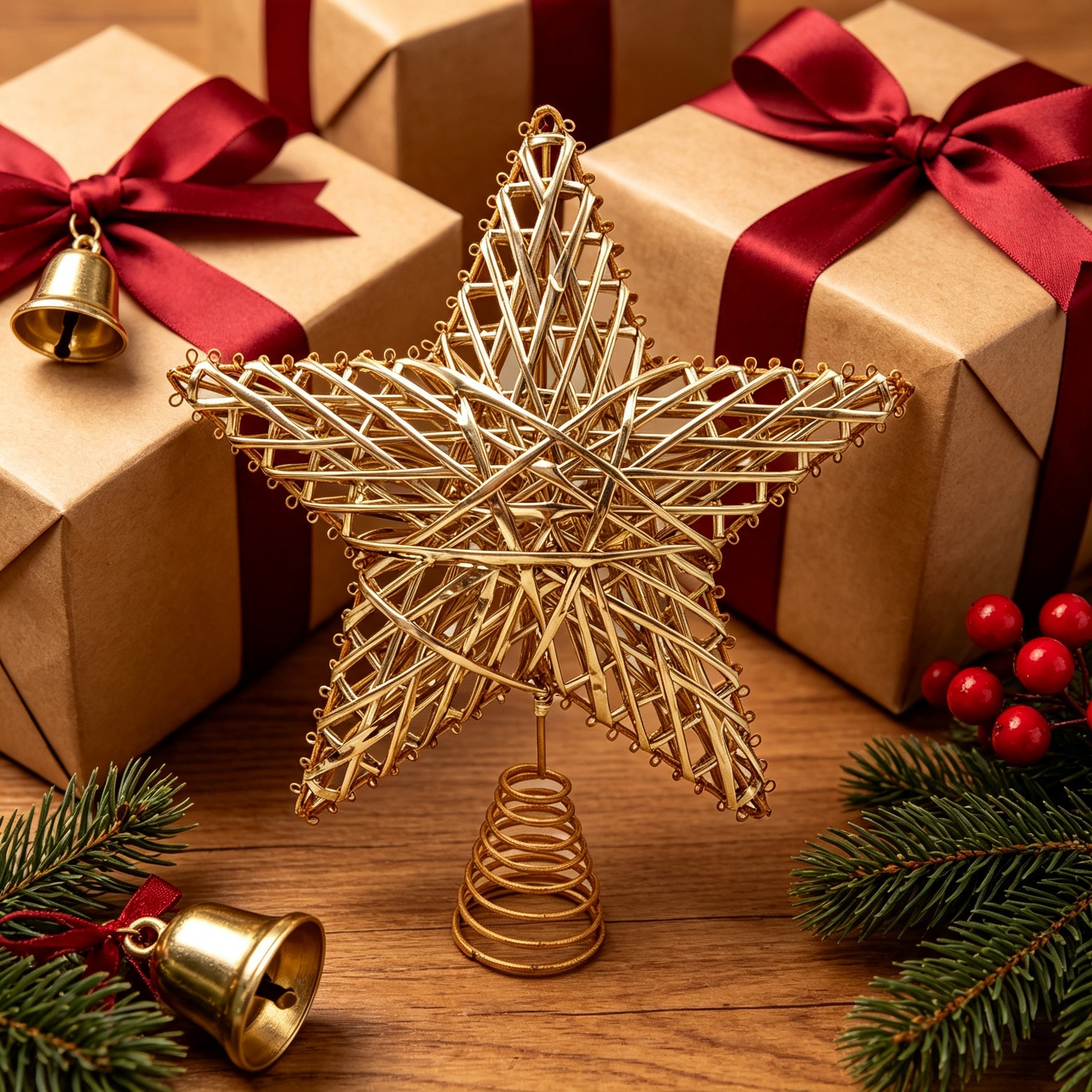 TEMU 1pc Golden Topper Star Decoration, Metal Tree Topper Ornament, Christmas Holiday Decoration, Festive Gift Halloween