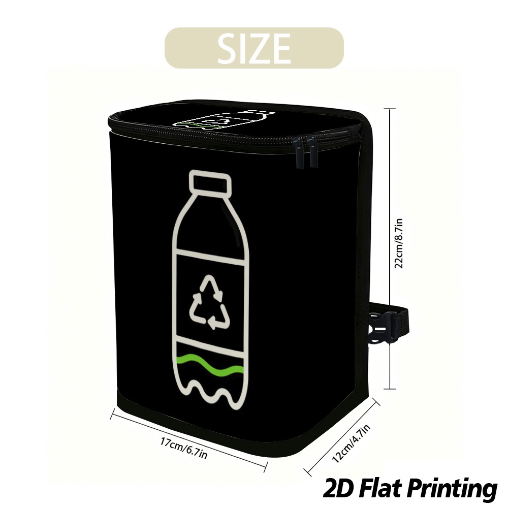 TEMU (2d Flat)1pcs Earth Day Recycling Plastic Bottle Car Trash Can,printed,foldable And Washable,car Trash Bag Holder,lightweight,for Car