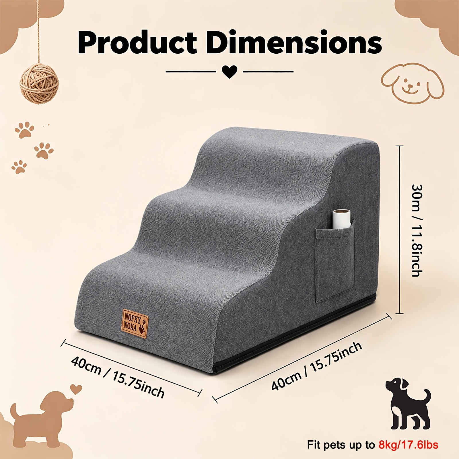 TEMU Luxurious And Fashionable Pet , 4-step, 5-step Staircase, Small Dog, Medium-sized Dog Staircase, Removable And Washable Pet Furniture Staircase,