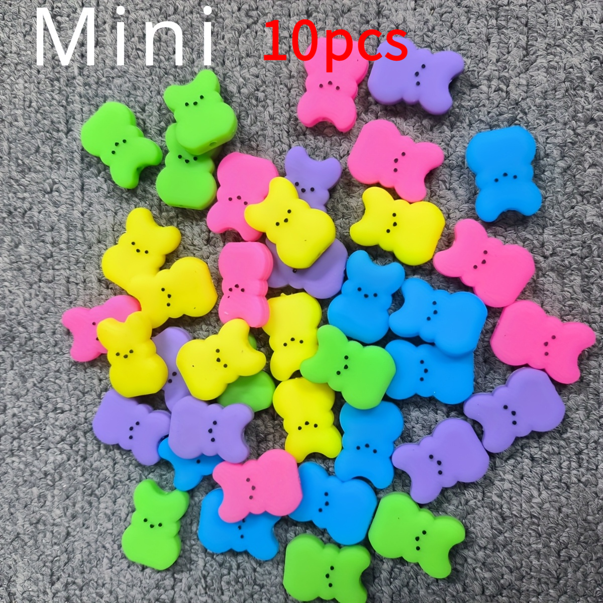 TEMU Colorful Rabbit Silicone Beads Suitable For Handcrafting- Light Color, , Smooth Matte Surface, Pen Decoration And Jewelry Making| Soft Bead