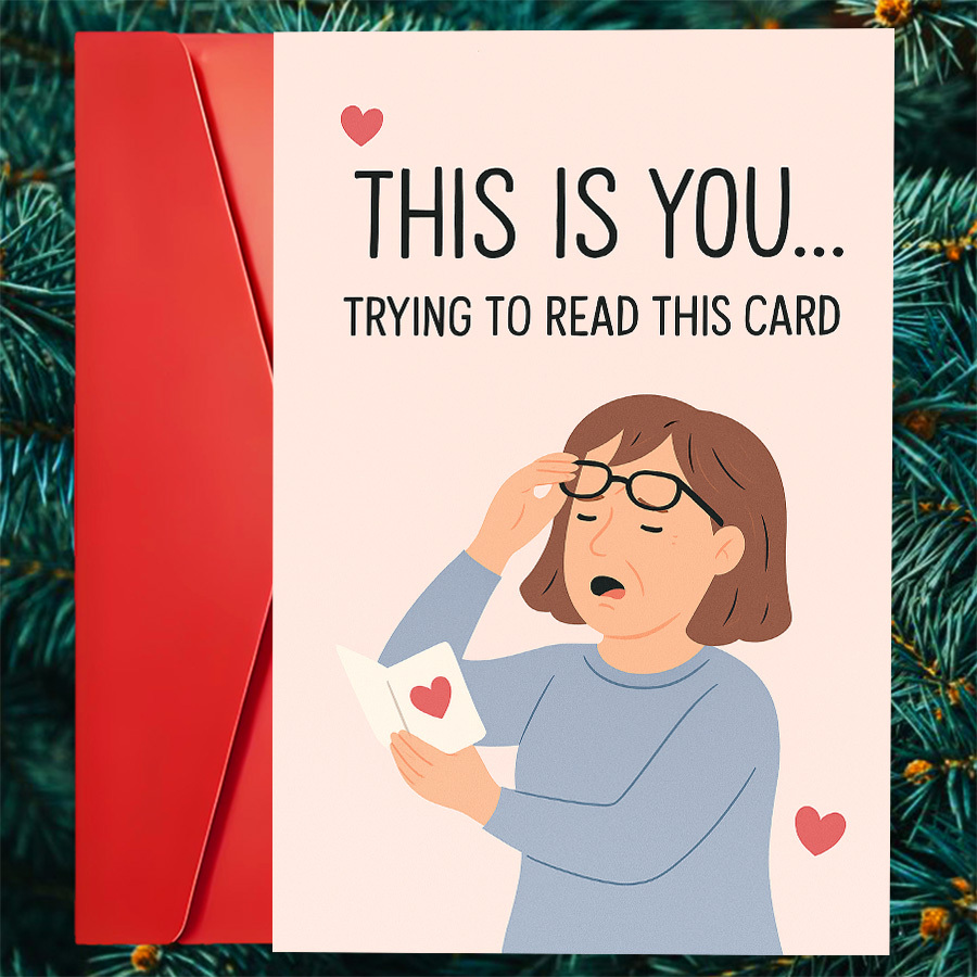 A Single Humorous Greeting Card Designed For , Showcasing A Funny Theme About Reading Challenges, Ideal For Birthdays, Anniversaries, And Events