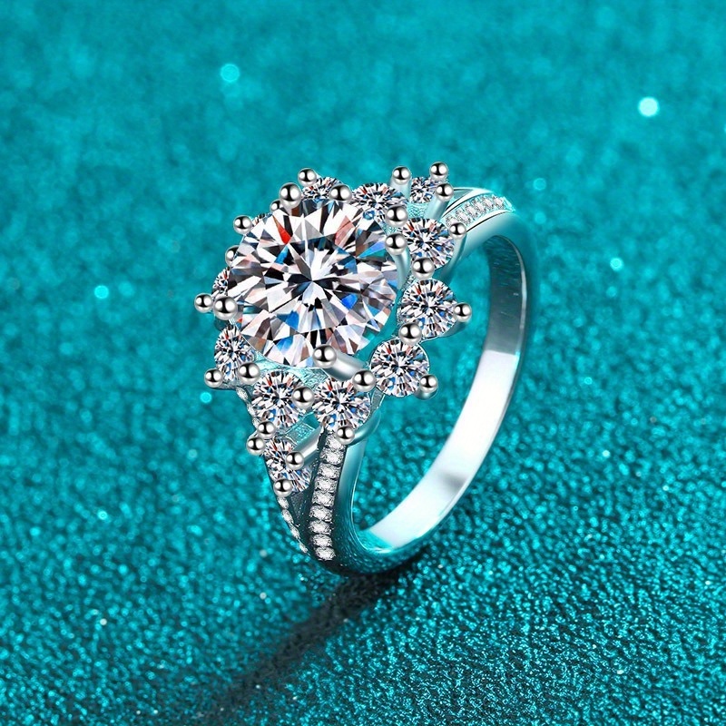 Women's 3ct Moissanite Light Ring - Sterling Silver, PT950 Golden Meson Plated
