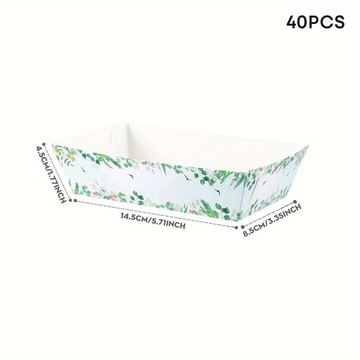 E-shop 10/20/40 Stück Große Blattförmige Party-Servierplatten - Beschichtete Papier-Snackboxen mit Grünem Blattmuster & Weißem Rand, Goldene/Gelbe
