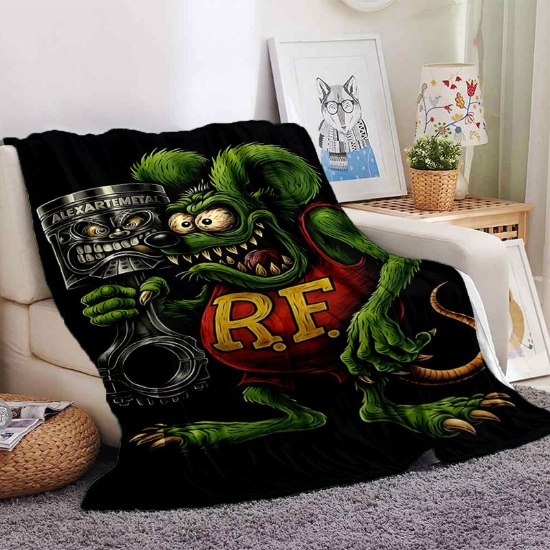 TEMU Flannel Blanket With Funny Mouse Pattern Is Cozy And Warm, Ideal For Use On A Sofa, Bed, At The Office, During Camping, Or While Traveling - A