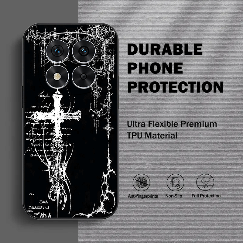 TEMU Funda para teléfono: Nueva funda de TPU negra 2025 con fantasma de cruz , compatible con Redmi Note 14/Note 14 Pro/Note 14 Pro+/Note 13/Note 13