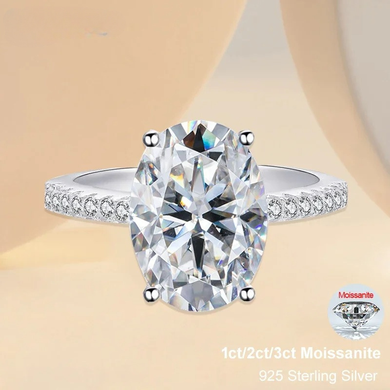 Eternals Earth French Style 925 Silver Moissanite Engagement Ring
