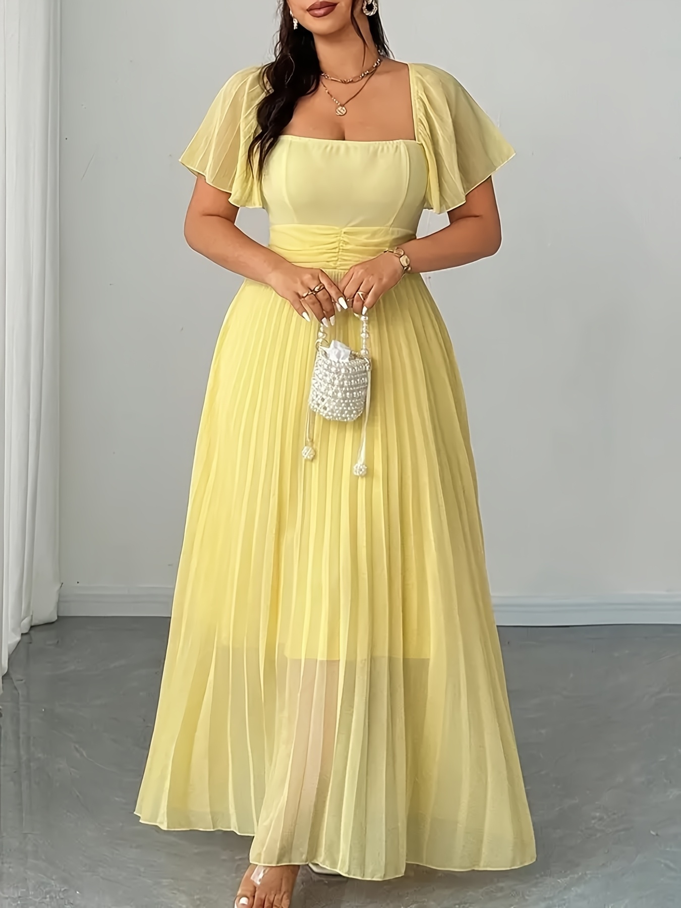 maxi dresses yellow sold on Temu United States