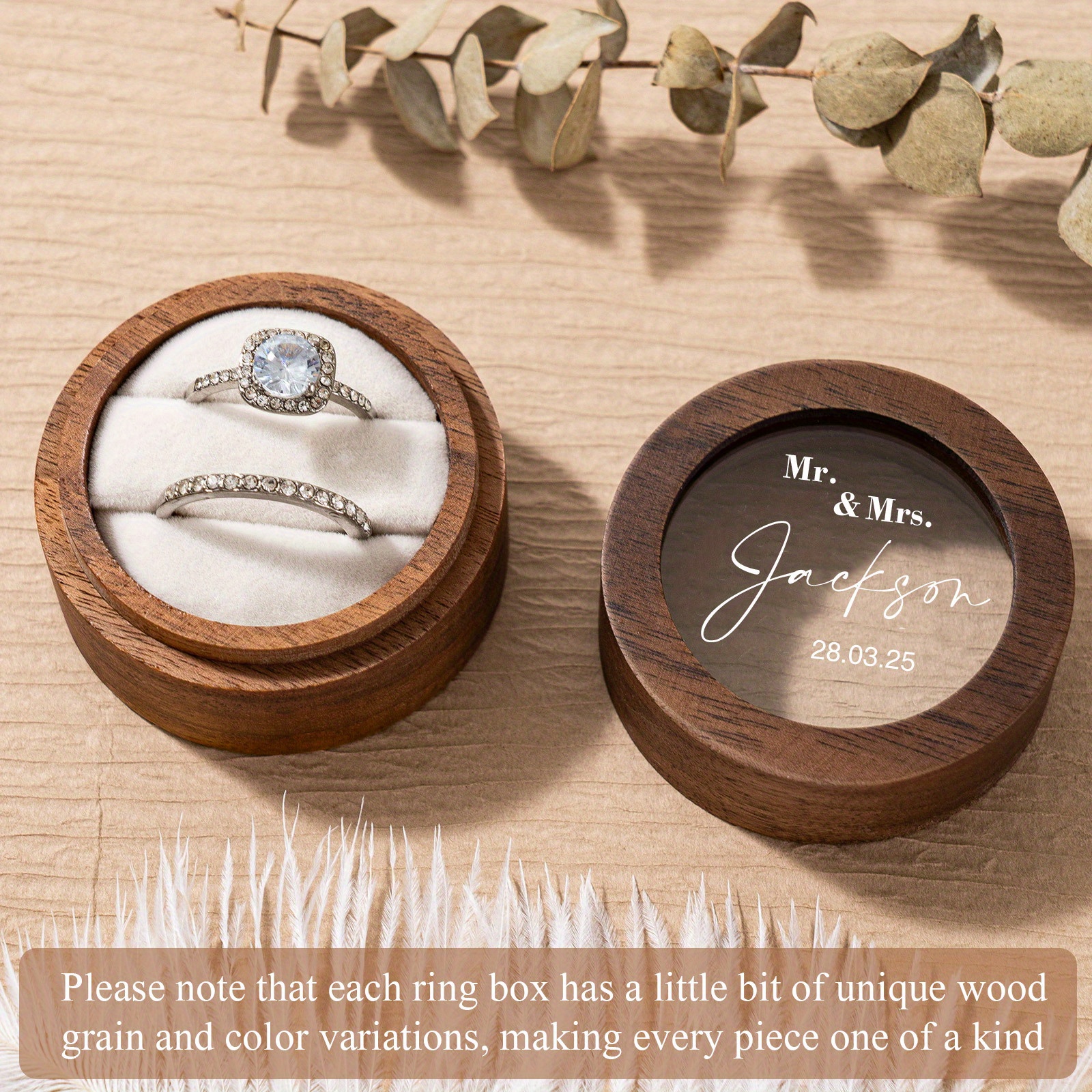 Personalized Wooden Ring Box, Acrylic Cover Design, Engagement And Proposal Ring Stand, Ring , Wedding Ring Box, Valentines Day Gift Jewelry Box, Jewelry Boxes