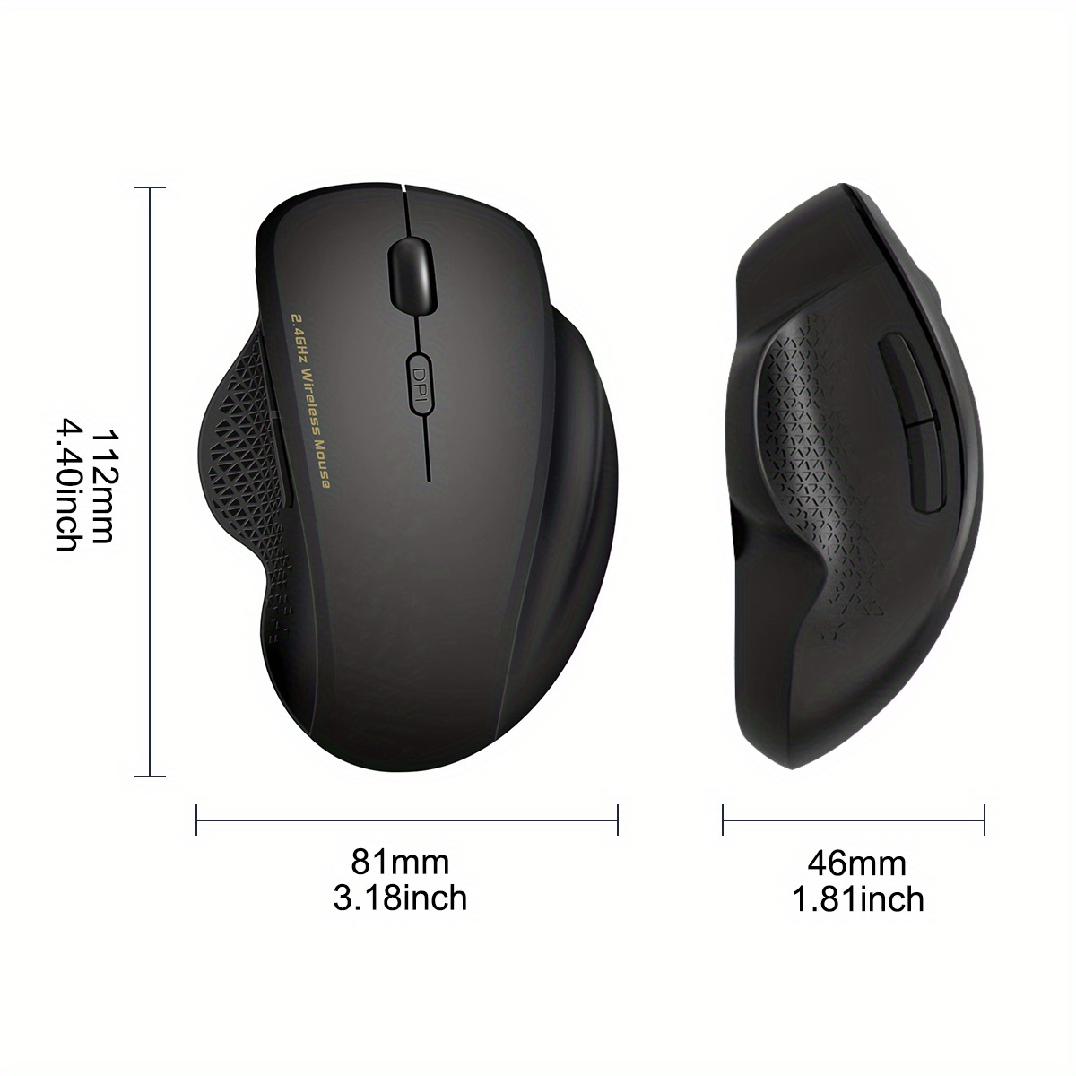 Wireless Mouse, 2.4G USB Computer Mouse, Ergonomic Optical Mouse, 6 Buttons, Plug and Play, Long Life, Portable Mouse for PC, Laptop, MAC, Chromebook, CONGDI