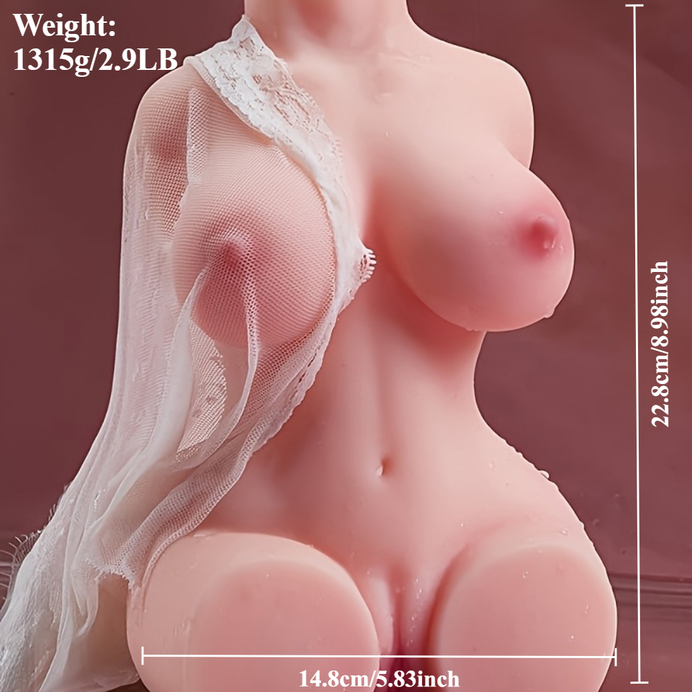 2.9lb Sex Doll Female Realistic Torso Belt 3-in-1 Pocket Vagina Buttocks Caressing Sex Toy, Life Size Big Breasts Vagina and Anus Adult Sex Doll for Men