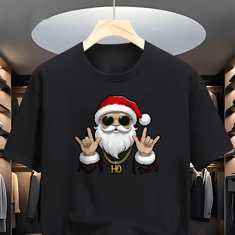 

1pc Christmas T-, Round , Polyester, , Tee For Summer, And