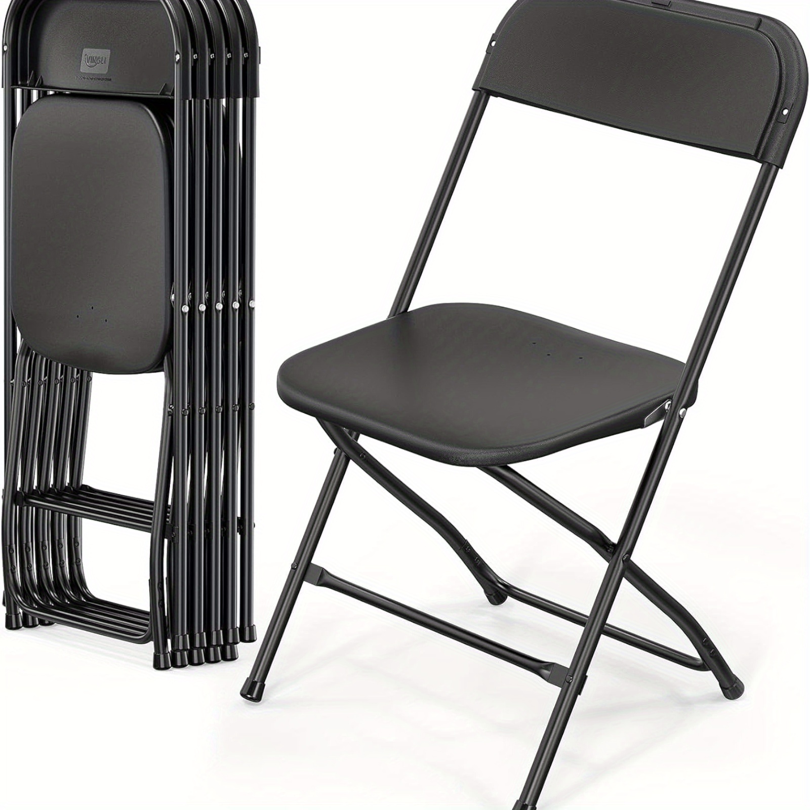 Bonnlo Folding Chair, Set Of 4/ 6/ 10 Garden Chairs, Folding Camping Balcony Garden Chair, Stackable, Made Of Metal & Synthetic Material, Up To 158kg, Black