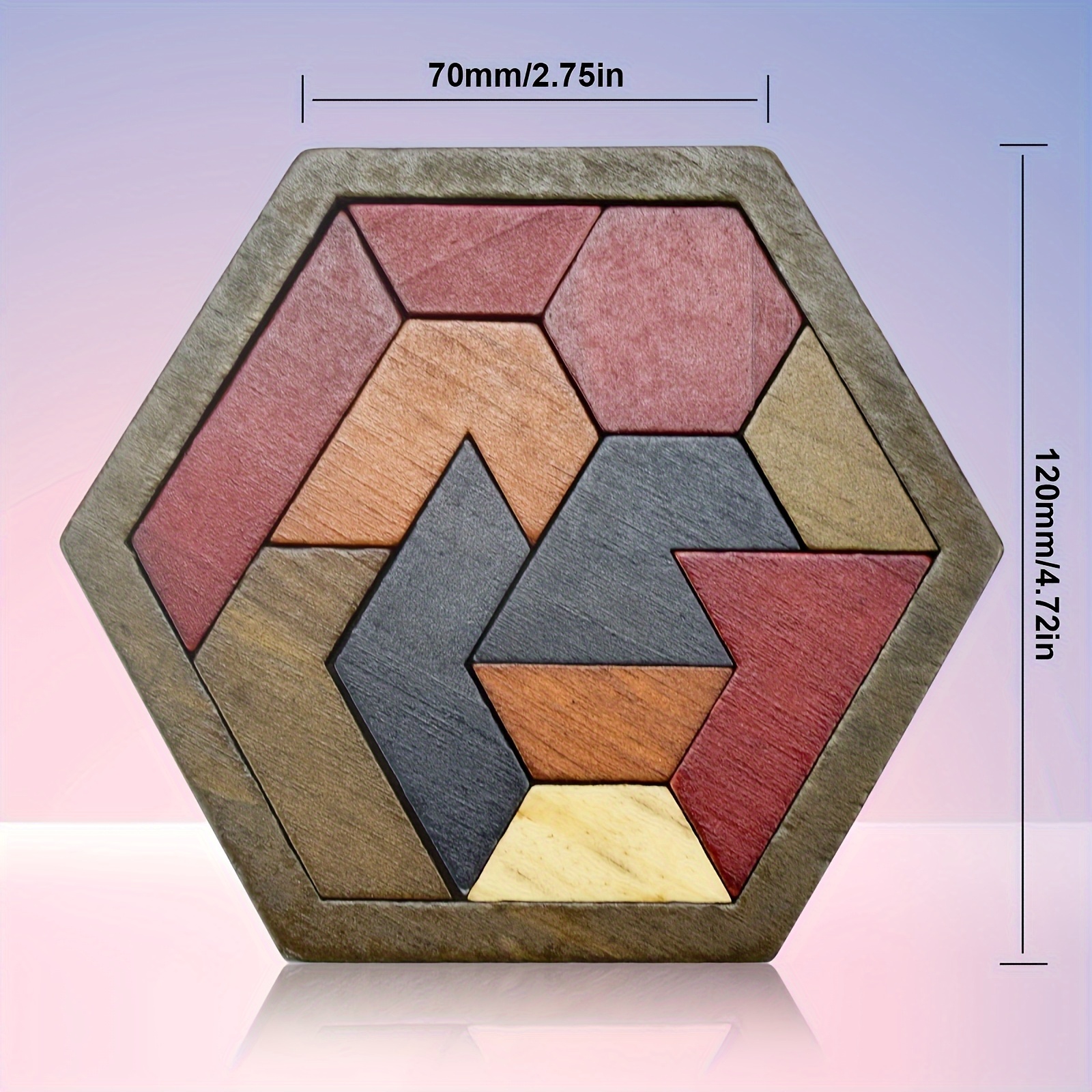 Hexagon Tangram Puzzle Set for Brain Teasers