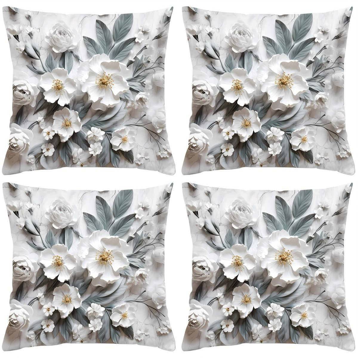 

4- 3d Vine Pattern Cushion Covers, - Pillowcases, 18x18 , , Contemporary For Sofa,