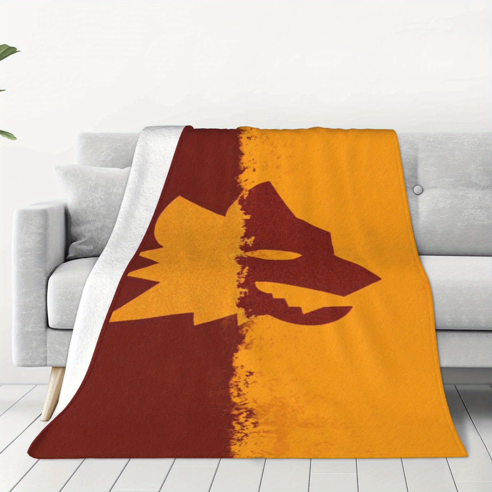 

Wolf Fleece Throw Blanket - Cozy, Anti-shed Polyester, & Yellow For Couch Or Bed, Blanket For Bed