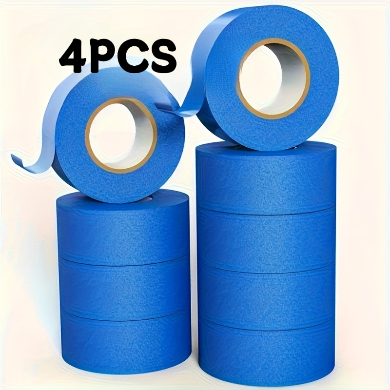 TEMU 4pcs Of Blue Masking Tape, Waterproof, Leaves No Residue, Easy To Remove, Suitable For Home, Office, School, Art, Crafts, And Labeling,