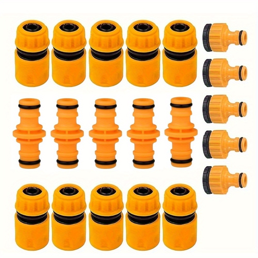 Image of 20pcs Garden Lawn Irrigation Hose Connector Set, Connector Hose End Connector Double Hose Connectors Extender Hose Quick Connectors