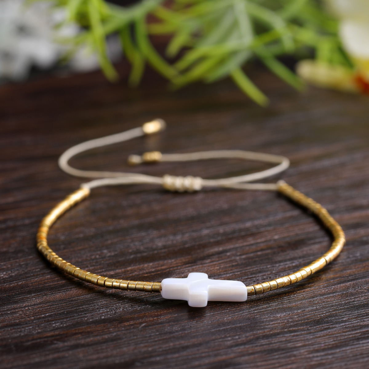 Women's Shell Cross Bracelet for Beach Vacation Gift