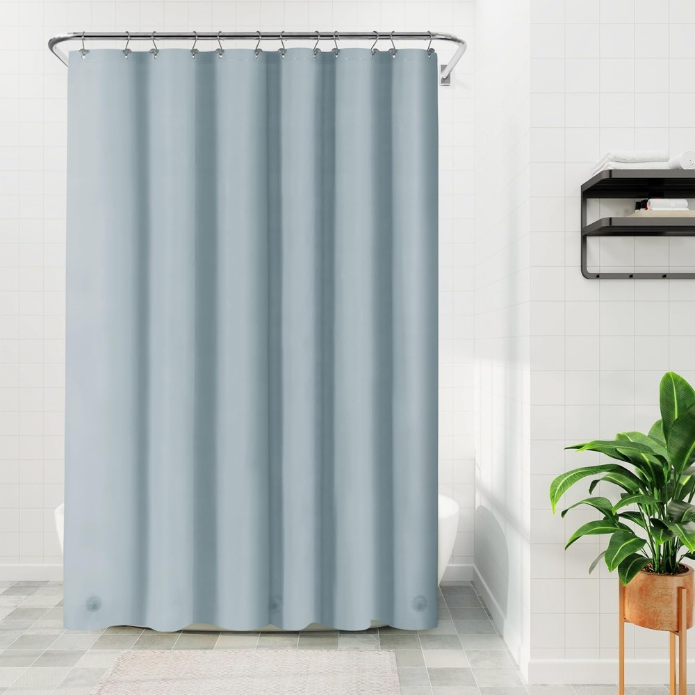 PEVA Duschvorhang 183x183 Cm – Wasserabweisend, Mit 3 Magneten – Stern-Design, Transparent