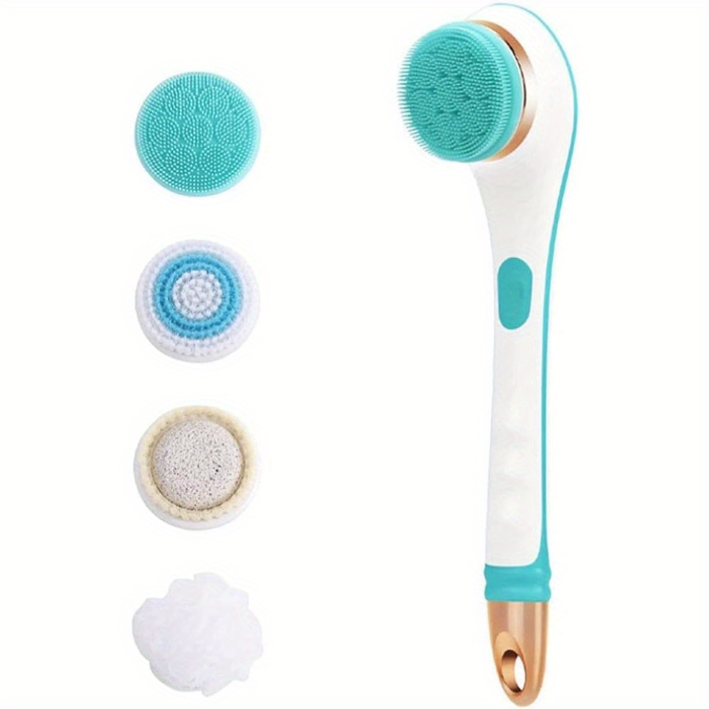 TEMU Zree Multifunctional Silicone Body Brush Set With 2-speed Rotating Massager & Exfoliating Bristles - Battery-free Shower & Bath Brush For Deep