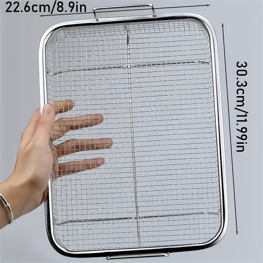 Image of Stainless Steel Grill Basket, Air Fryer Accessory, Frying Basket, Baking Oven Tray, Outdoor Bbq Plate