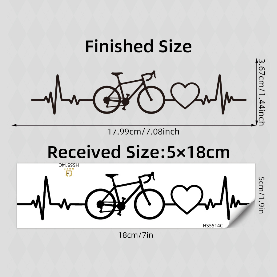 Bike Sticker Bicycle Decal Heartbeat Line Bike Graphic Heart Bike Frame Decal Cycling Decor Fitness Lover Gift Racing Bike Accessory