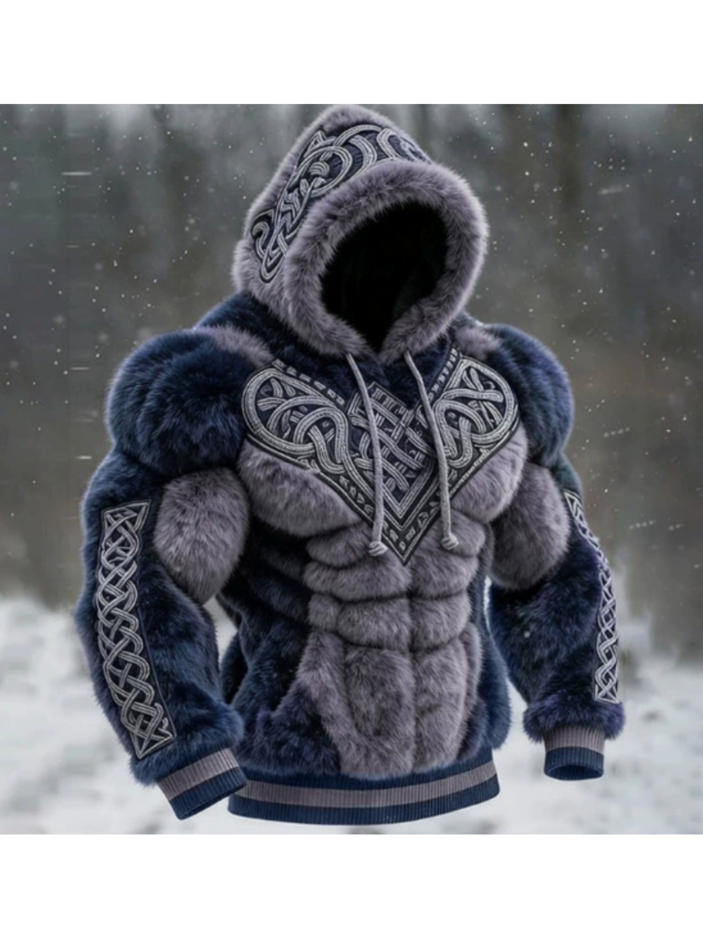 Plus Size - 2026 New Men'S Hoodie | Street Fashion Hooded for Autumn and Winter, Machine-Washable, Suitable for Christmas and All Seasons, Durable and Casual, Long Sleeve, Patterned Print, Regular Fit - Image 8