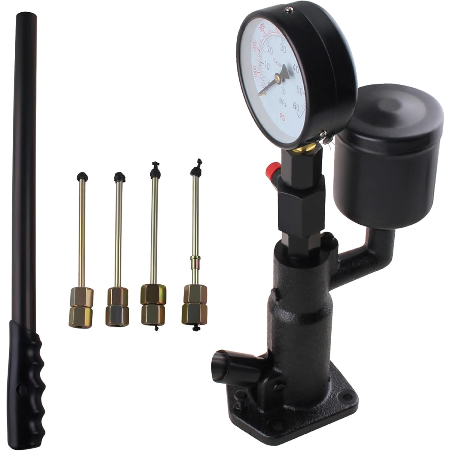 Image of 1pc Hand-operated Injector Nozzle Testing Equipment, 600 Bar Gauge With Dual Measurement Scales, For Vehicle Engine Diagnostics And Performance Inspection