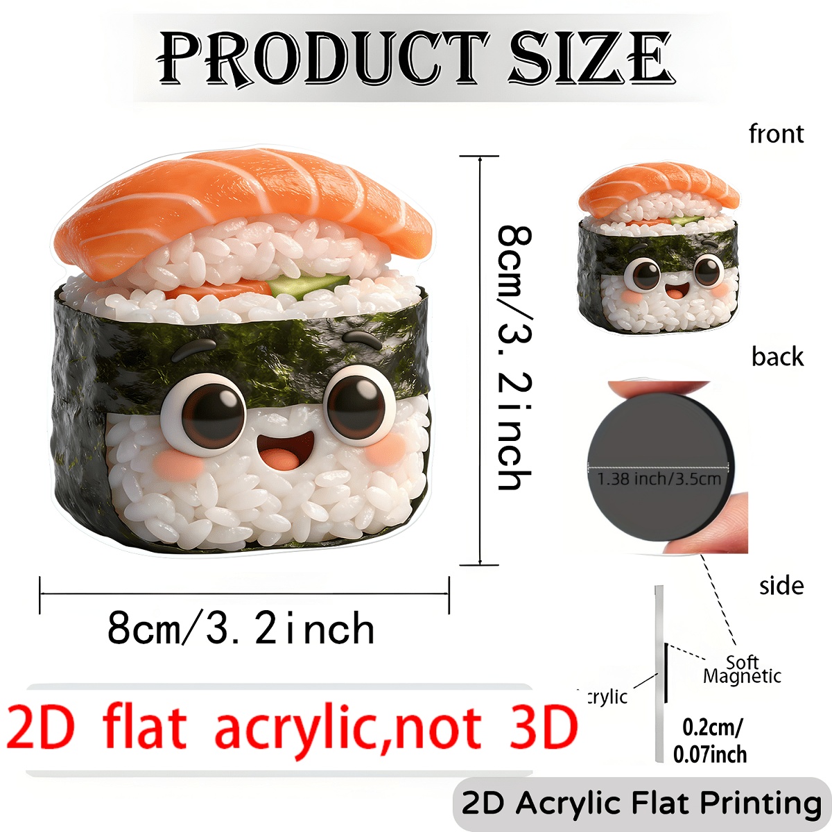 Image of A Cute Sushi-themed Fridge Magnet Is A Fun Gift For Food Lovers, Suitable For Decorating Refrigerators, Mailboxes, Door Frames, And Furniture. It Features A Japanese Cartoon Design