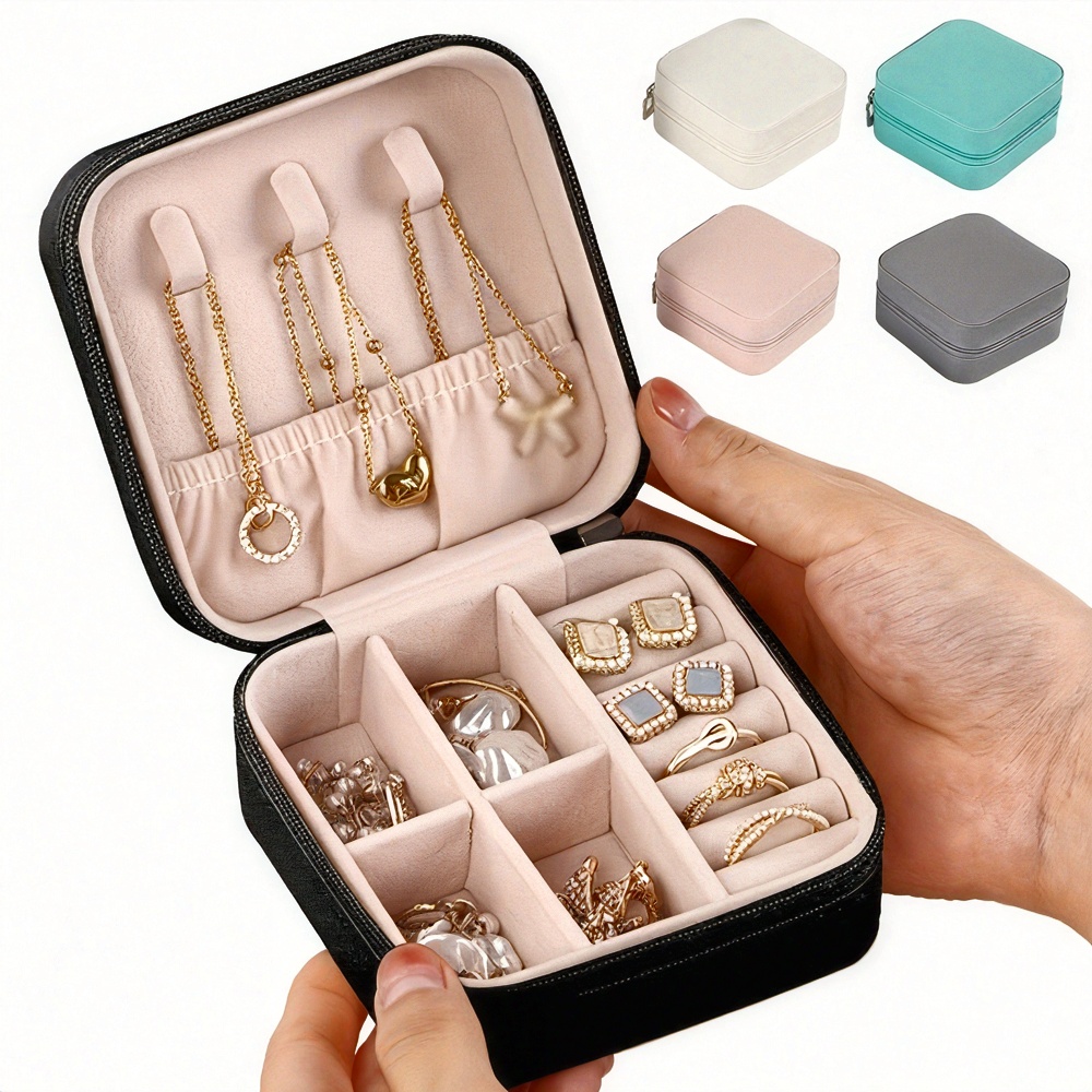 womens jewelry travel organizer bag nylon zipper storage case for necklaces earrings rings