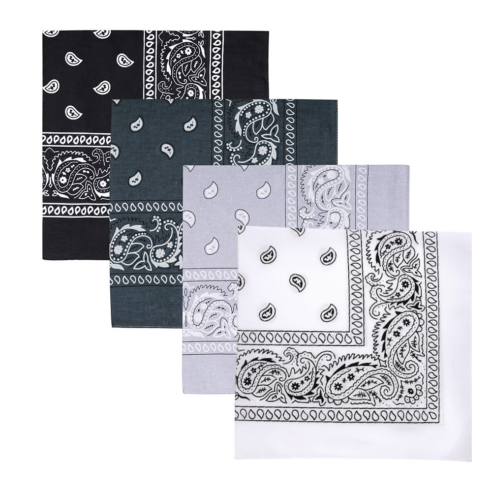TEMU 4pcs Bandanas - Soft, Breathable & High-quality Paisley Square Scarves For , Hip Hop Street Dance, And Versatile Styling (, Navy Blue/gray)